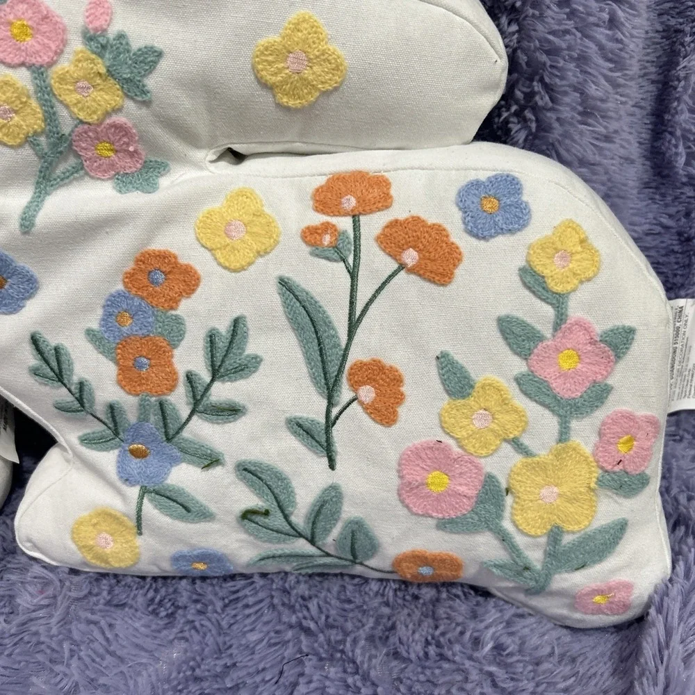 Easter‎ Egg Accent Pillow Embroidered Shabby Chic Farmhouse NEW Set Of 3